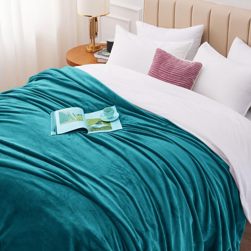 WAVVE Fleece Blanket Sofa Throw Teal 5ft x 6.5ft -