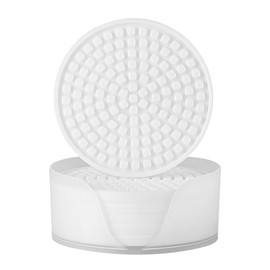 Colinda Silicone Drink Coasters with Holder, Set of 6, for Tabletop Protection and Office Desk, Cup Mat Set for Home Decor, Non-Slip and Non-Stick,Round,4 Inch,White