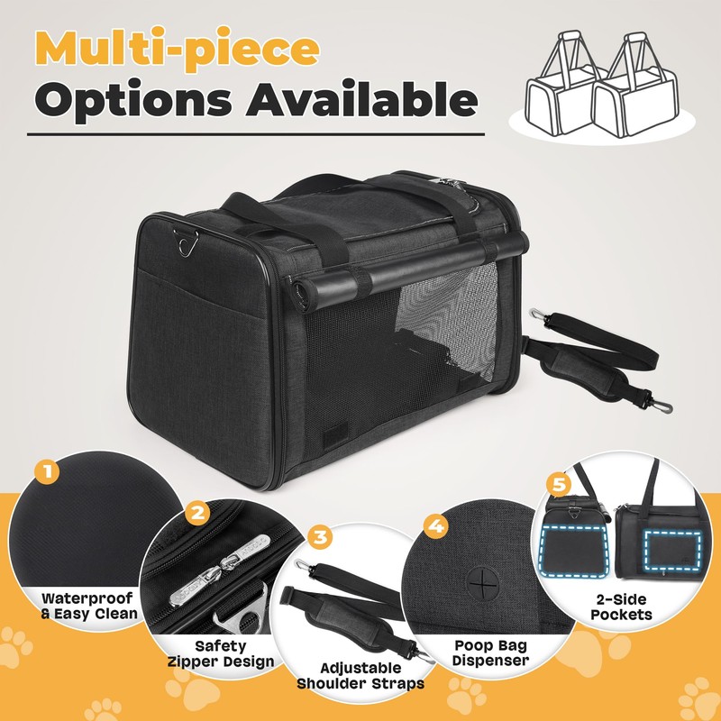 YUDODO 25 lbs Lightproof Soft Sided Large Cat Carrier for