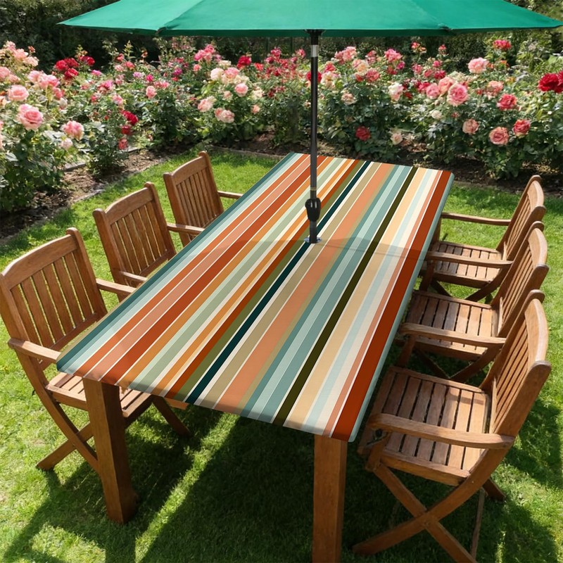 Outdoor Tablecloth with Umbrella Hole and Zipper 72" x 30"