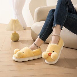 YILANLAN Women's & Men's Cartoon Animal Duck Home Slippers - Warm Winter Slippers (6.5/7.5, Yellow)