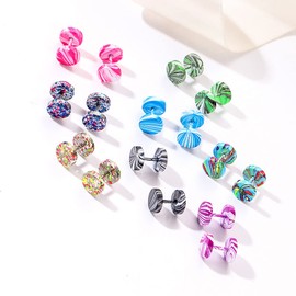 8 Pairs Faux Gauge Earrings Stainless Steel Stud Earrings Cheater Fake Ear Plugs Gauges Tunnel for Men Women, Metal