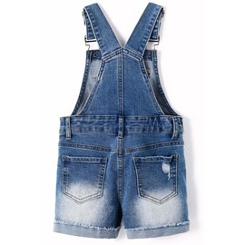 KIDSCOOL SPACE Girls Denim Overall Shorts,Little Big Boys Jean Overalls,Blue,13-14 Years