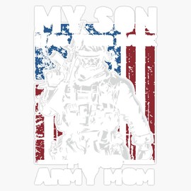 HOF Trading American Flag My Son Has Your Back Proud Army Mom Vinyl Sticker Waterproof Decal Laptop Wall Window Bumper Sticker 5"