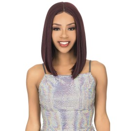 New Born Free Magic Lace Front Wig Beautiful Medium Length Straight Bob I & Free Part Style Baby Hair Blunt Angled Cut Synthetic High Heat Resistant Fibers - MLI324 (DYX/AUBURNRED)