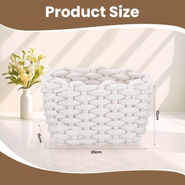 Set of 2 Storage Baskets, Braided Cotton Knitted Basket, Storage Basket, White, for Storing Small Household Items, for Cupboards, Bathrooms, Kitchens