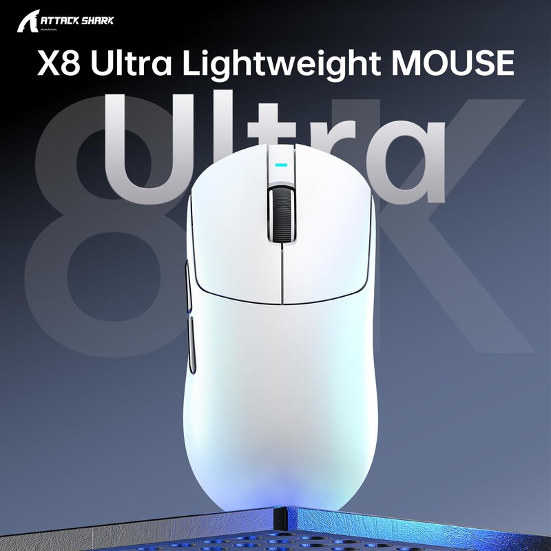 ATTACK SHARK X8 Ultra Wireless Gaming Mouse,55g Ultra-Lightweight BT/2.4GHz Wirelss/Wired