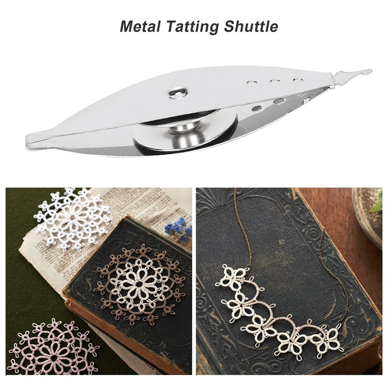 Frivolité de Aguja de Metal Plateado para Encaje DIY, Herramienta