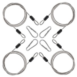 Wkmamo 4 pieces wire cable security cable lock steel cable with eyelets security,With 4 aluminium buckles，Stainless steel security cable, Bicycle wire with hook and loop(1m x 2.5mm)