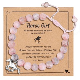 SREBIWO Armband mit Pferdeanhänger für Mädchen, Pferde Armband für Kinder und Frauen Schmuck mit Verstellbarem Geflochtenem Seil Pferde Zubehör Pferdegeschenke