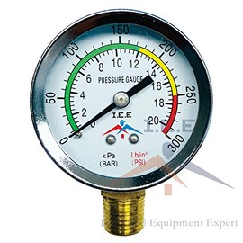 Air pressure gauge for air compressor water oil gas 2" dial Side mount 1/4" npt 0-300 with Color Zone