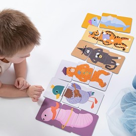 KUKIKUK Mix-Match Game Funny Animals - Educational Game for Children from 2 Years - Promotes Creativity & Language Development - Large Cards Easy to Grip - Gift Idea for Little Animal Friends