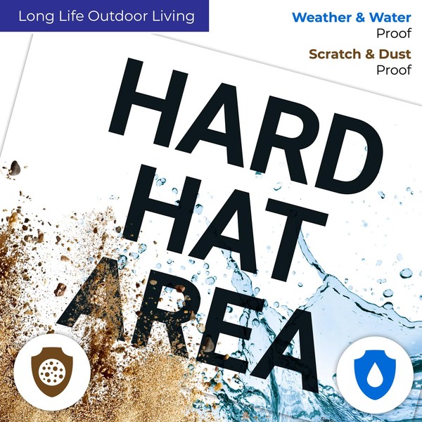 Hard Hat Area Sign, 10x14 Inches, Rust Free .040 Aluminum,