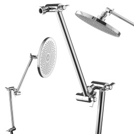 16-Inch Brass Shower Head Extension Arm Flexible Adjustable Angle Height Chrome Finish G1/2 Bathroom Faucet AccessoriesNumber of Bars: 2 Rods