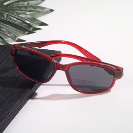 Eyekepper Bifocal Reading Sunglasses with Metalless Screwless Spring Hinges Red, +2.00