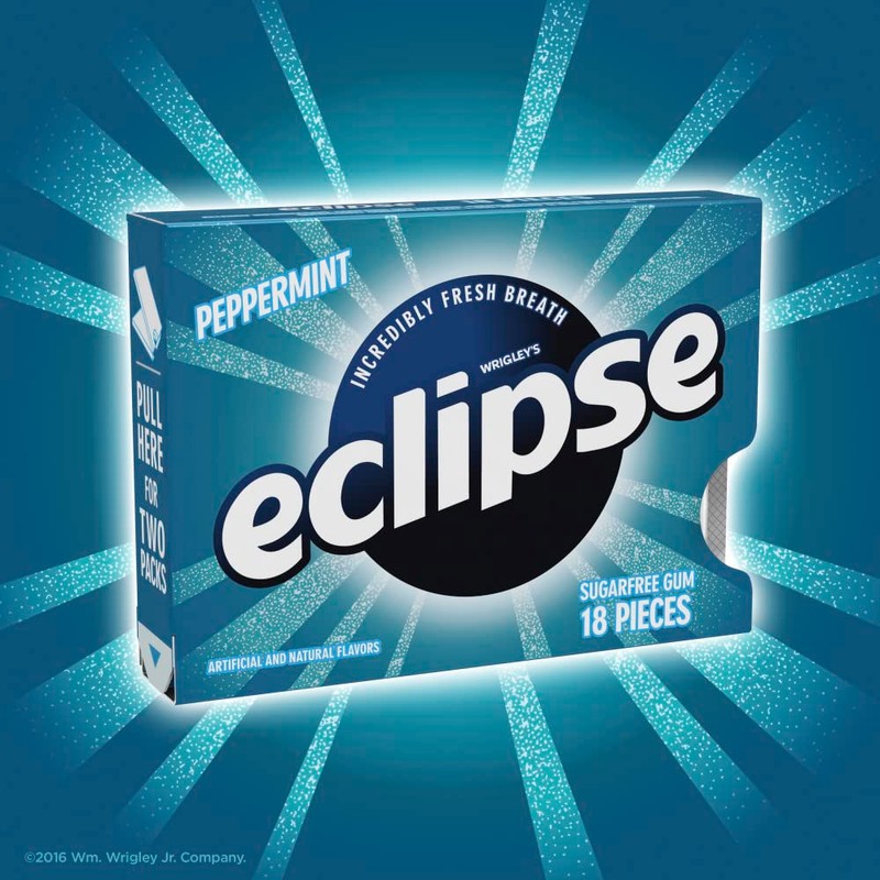 ECLIPSE Peppermint Sugar-Free Chewing Gum - 8 Packs, 18-Count Each
