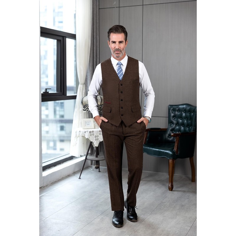 Solovedress Wool Suit Vest, Formal Regular Fit, Gray, XS