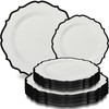 Contemporary Collection Combo White Plates with Black Rim - 7.5"