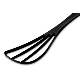 Seki Japan Kitchen Flat Whisk, Black PP Plastic Body with 2.8 inch Slotted Edge Whisk Versatile Tool for Whisking, Cooking, Blending, Beating, Baking, Stirring