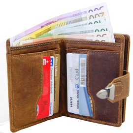 BARON of MALTZAHN - Wallet Money - Trifold wallet BRANSON - nade of brown grassland leather