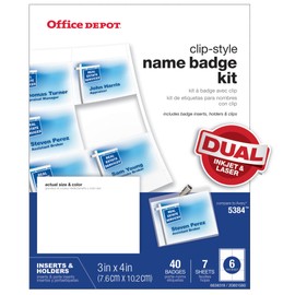 Office Depot® Brand Top-Load Name Badge Holders, Clip-Style, 3" x 4", Clear, Box of 40