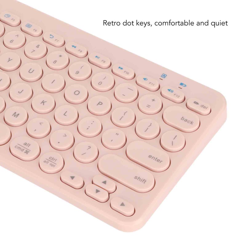 Wireless Keyboard 78 Keys Round Keycaps Slim Compact Retro Quiet