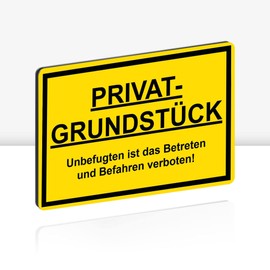 STROBO Privatgrundstück Sign, 30 x 20 cm, 3 mm Aluminium Dibond, Stable Aluminium Composite Panel, Unfugten ist das Enterreten und Befahren Sign with UV Protection