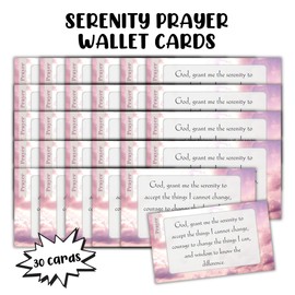 Serenity Prayer Wallet Pocket Card 30pk 2x3.5” Christian for Anxiety Hand Out Bulk Church Members God Grant Me To Accept Things I Cannot Change