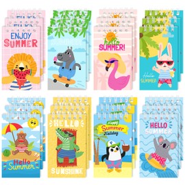 IcyeeCha 24Packs Hello Summer Mini Notepads Cute Cartoon Animal Spiral Notebooks Pocket Journal Memo Pads for Hawaii Beach Themed Birthday Gifts Goodie Bag Stuffers Office School Classroom Rewards