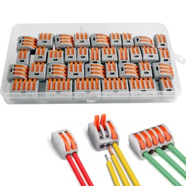 ZFYQ Compact Wire Connectors, 35 Pieces of Cable Terminal Blocks Quick Spring, with Clamp 2-Port 15Pcs, 3-Port 15Pcs, 5-Port 5Pcs, for Solid, Stranded and Flexible Wire