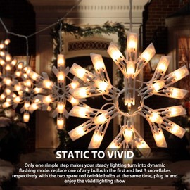 Snowflake Christmas String Lights with 9 Drops - 13ft 150 Mini Bulb Icicle Lights with Hooks, Plug-in Connectable Hanging Lights for Christmas Home Indoor Outdoor Party Wedding Holiday Décor, 2 Pack