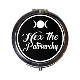 Hex the Patriarchy Compact Mirror Pocket Size for Makeup Cosmetics Witch Witchcraft Feminist Triple Goddess