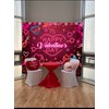 Happy Valentines Day Backdrop 7x5FT Red Glitter Heart Valentine's Day