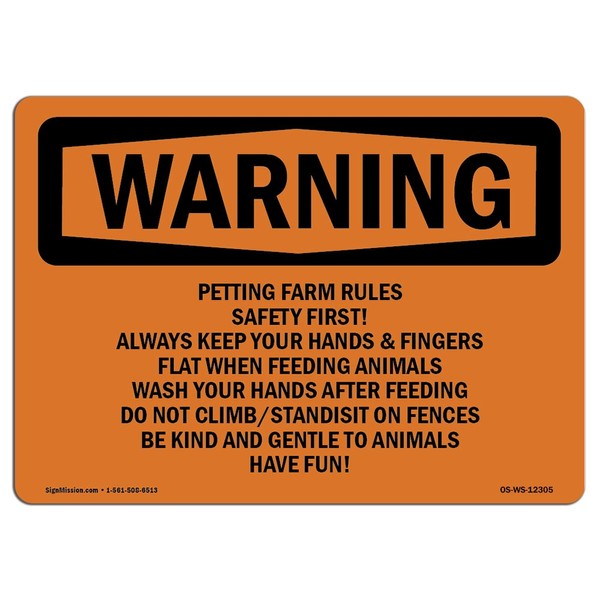 OSHA Waring Sign - Petting Farm Rules Safety First! Always