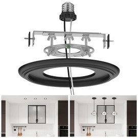 YIIZON Recessed to Pendant Light Converter Kit - 6 Inch Can Light Conversion, Includes E26 Socket, Mounting Bracket, Round Ceiling Plate & 3D Black Cover