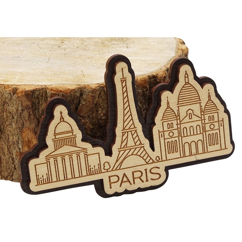 Printtoo Depicting Paris France Monuments Engraved Wooden Fridge Magnet Souvenir