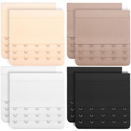 OKAMMY 8 PCS Bra Strap Extender 5 Hooks - Women's Soft Comfortable Bra Extenders 5 Hook 3 Row Plus Size Stretchy Back Bra Accessories Extensions Strap (4 Colors)