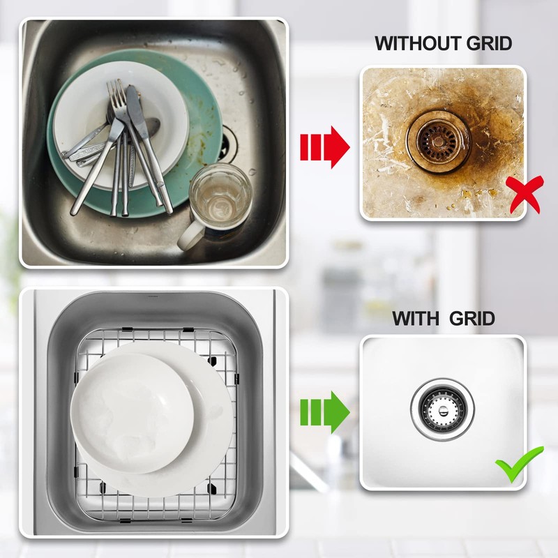2Pack 304 Stainless Steel Sink Protector for Double Kitchen Sink