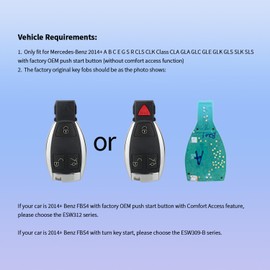 EASYGUARD Smart Key repalcement PKE keyless Entry System fit for 2014+ Benz FBS4 with Factory OEM Push Start Button (Without Comfort Access) (ESW309C01-N-PP, with BE4)