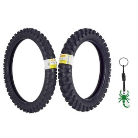 Pirelli Scorpion MX32 Extra X Dirt Bike Front and Rear Motocross Tires Set with Keychain (80/100-21 F 100/90-19 R)