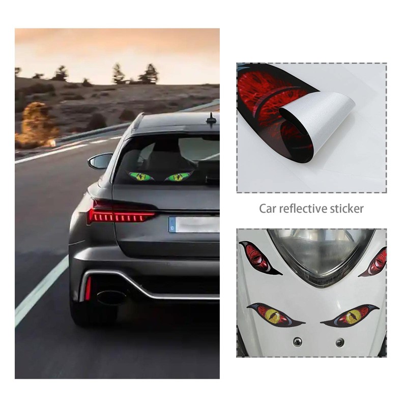 4 Pairs Car Stickers PVC Reflective Motorcycle Automatic Decoration Windscreen