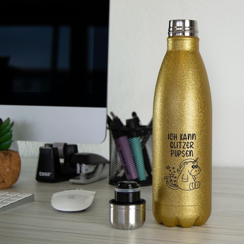 Stainless Steel Glitter Drinking Bottle | I Can Pupsen Glitter