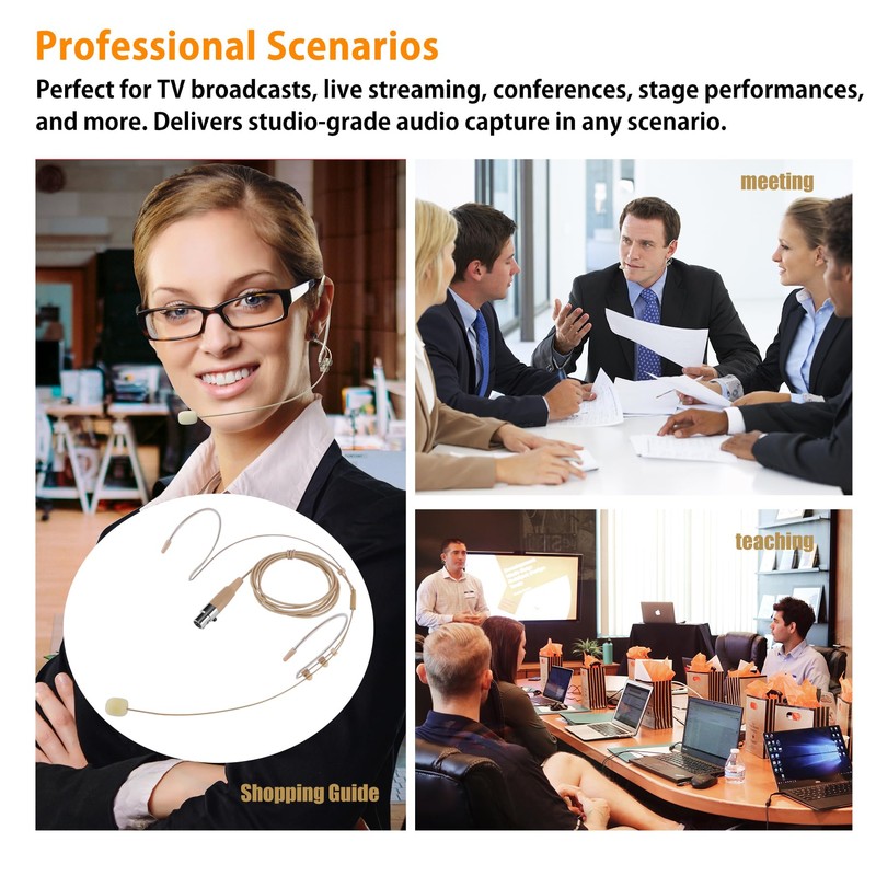 Dual Earhook Headset Microphone - Compatible with Shure Wireless Transmitter,