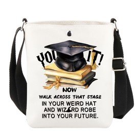 TOBGBE 2025 Graduation Gift Class of 2025 Inspirational Quote Crossbody Bag PHD EdD DPT Graduates Master Degree Shoulder (YOU D-D IT CB)