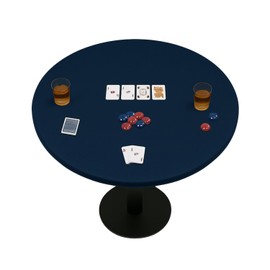 Feltectors Felt Card Game Table Cover for Playing Cards, Poker, Mahjong, Domino, Bridge and Board Game, Elastic Fitted Tablecloth for 68 to 72 Inch Round, Blue