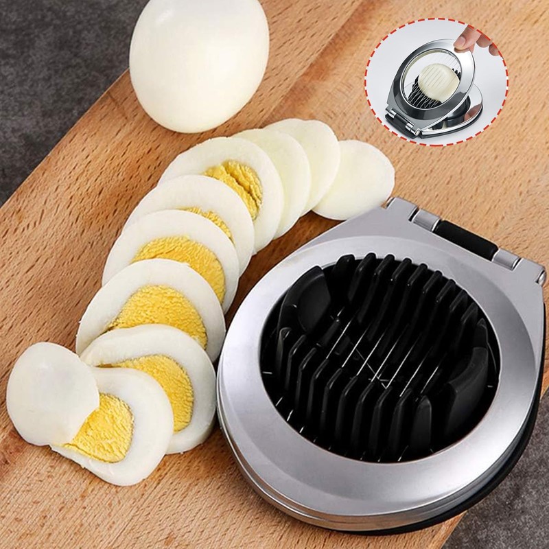 Stainless Steel Egg Slicer, 3 Slicing Styles Heavy Duty Boiled