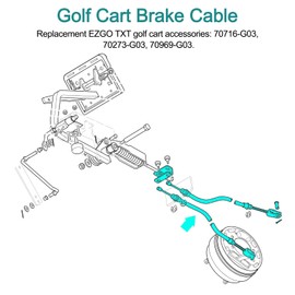 RO6G EZGO Brake Cable 70969-G03 Replacement EZGO TXT and Medalist Gas & Electric Golf Carts (1994-2008 Up) 70716-G03 70969-G03 Golf Cart Brake Cable