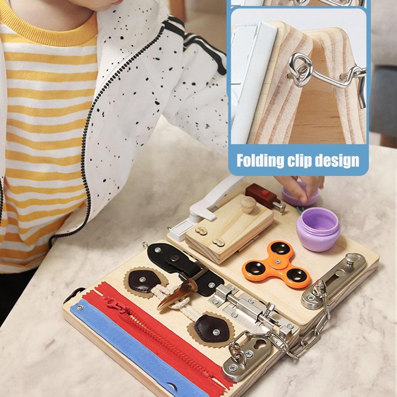 Children Busy Board Educational Board Old Wooden Folding Inftant Sensory
