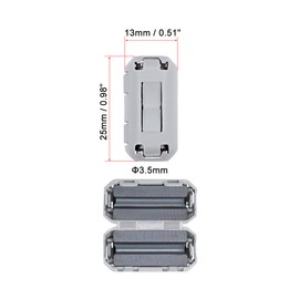 sourcing map 3.5mm Ferrite Cores Ring Clip-On RFI EMI Noise Suppression Filter Cable Clip, Grey 5pcs