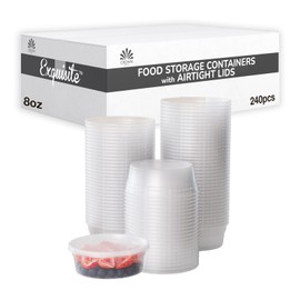 Disposable 8 oz Plastic Containers With Lids - 240 Of Each Containers And Lids - Leak Resistant Containers For Food - Deli Containers - Clear Stackable Containers - Microwave And Freezer Safe